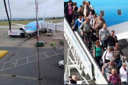 Photo collage of tourists arriving in Kenya.